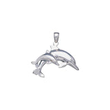 Mother And Baby Dolphin Sterling Silver Pendant TP2701 - Pendants