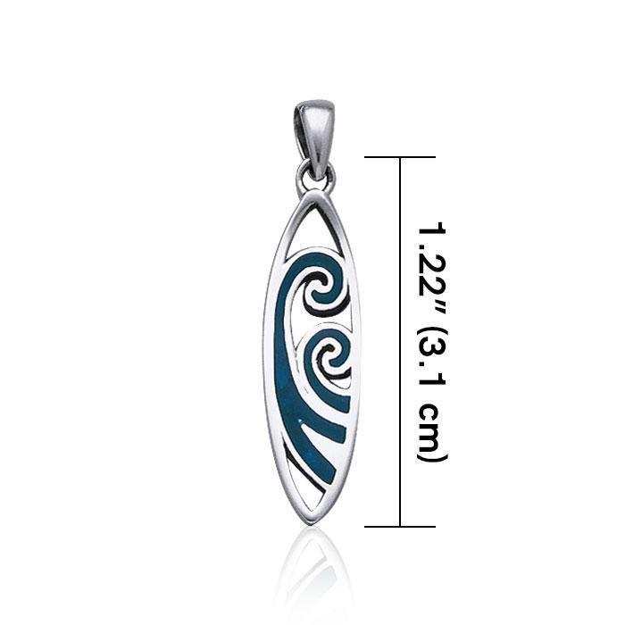 Surfboard With Waves Sterling Silver Pendant TP2946 - Pendants