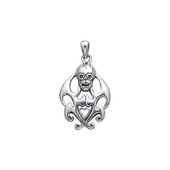 Drake's Skull with Flames Sterling Silver Pendant TP3053 - Pendants