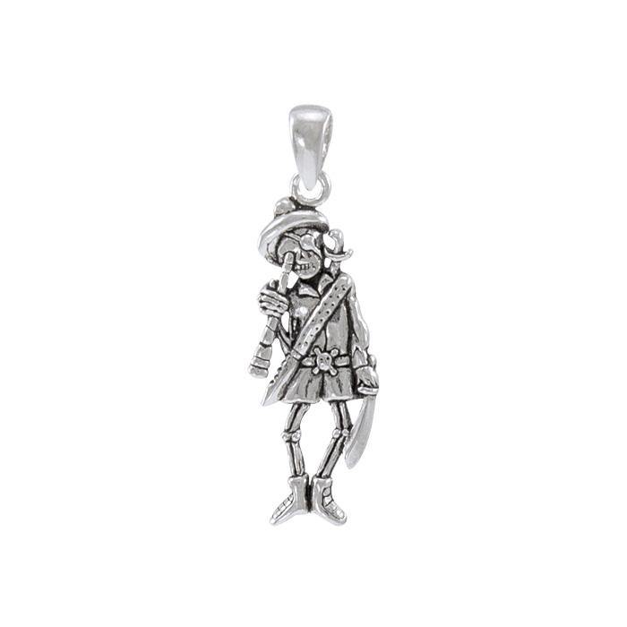 Pirate Skeleton with SpyglassSterling Silver Pendant TP3058 - Pendants