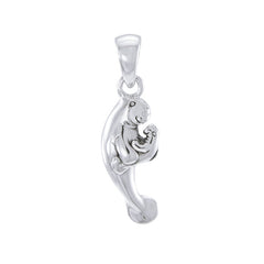 Mother & Baby Manatee Sterling Silver Pendant TPD035 - Pendants