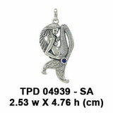 Mermaid Goddess Sterling Silver Pendant with Gemstone TPD4939