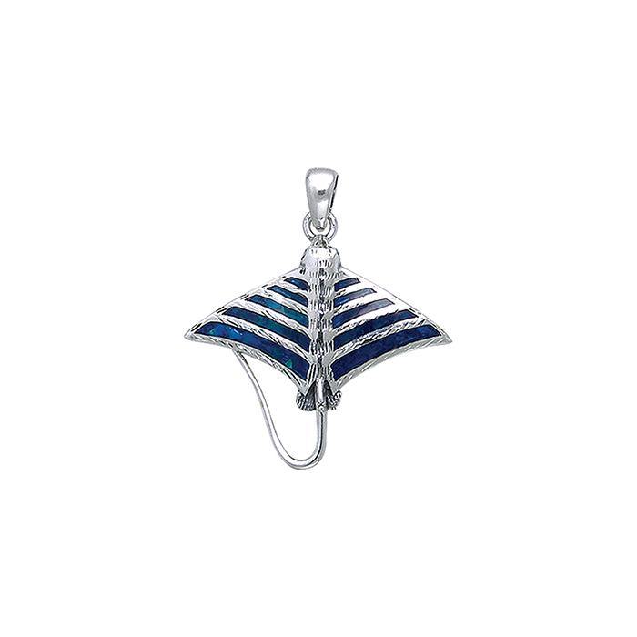 Inlaid Eagle Ray Sterling Silver Pendant TPD052 - Pendants