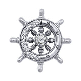 Celtic Knots Ship's Wheel Silver Pendant with Gemstone TPD1028