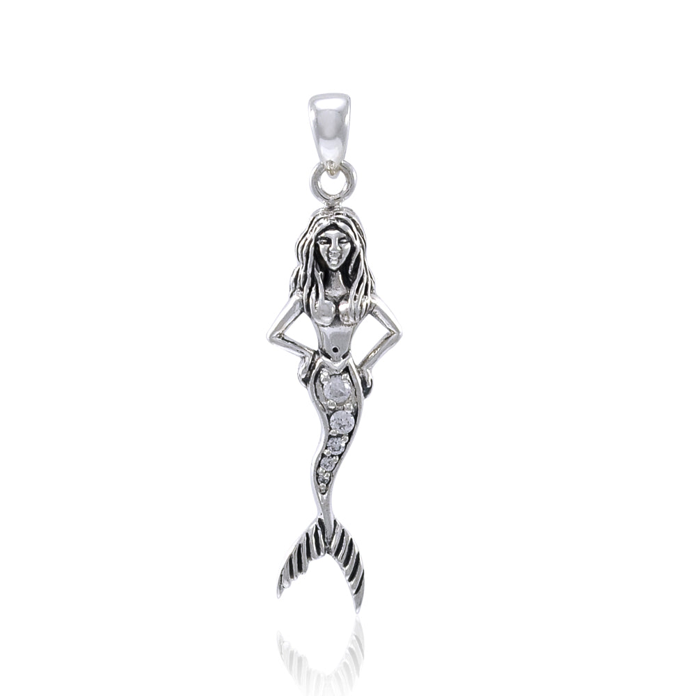 Mermaid Dancing Sterling Silver Pendant TPD3624 - Pendants
