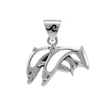 Inlaid Double Dolphin Sterling Silver Pendant TPD3664 - Pendants