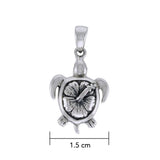 Hibiscus on Sea Turtle's Carapace Sterling Silver Pendant TPD3801