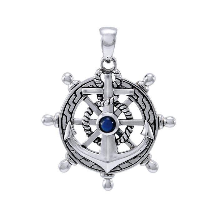 Anchor with Gemstone Sterling Silver Pendant TPD4050 - Pendants