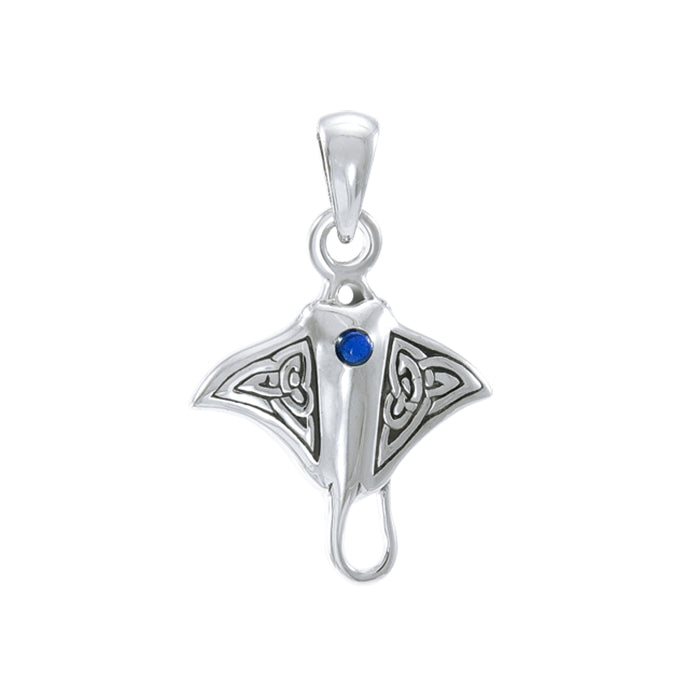 Small Celtic Manta Ray Sterling Silver Pendant  TPD4814 - Pendants