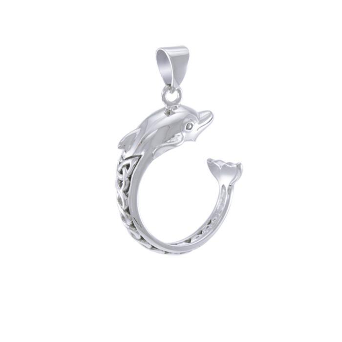 Celtic Accent Dolphin Sterling Silver Pendant TPD4839 - Pendants