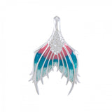 Mermaid Tail with Enamel Sterling Silver Pendant TPD4899 - Pendants