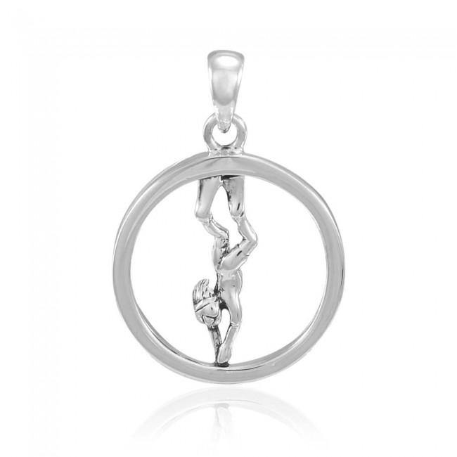 Round Female Free Diver Sterling Silver Pendant TPD4935 - Pendants