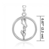 Round Female Free Diver Sterling Silver Pendant TPD4935 - Pendants