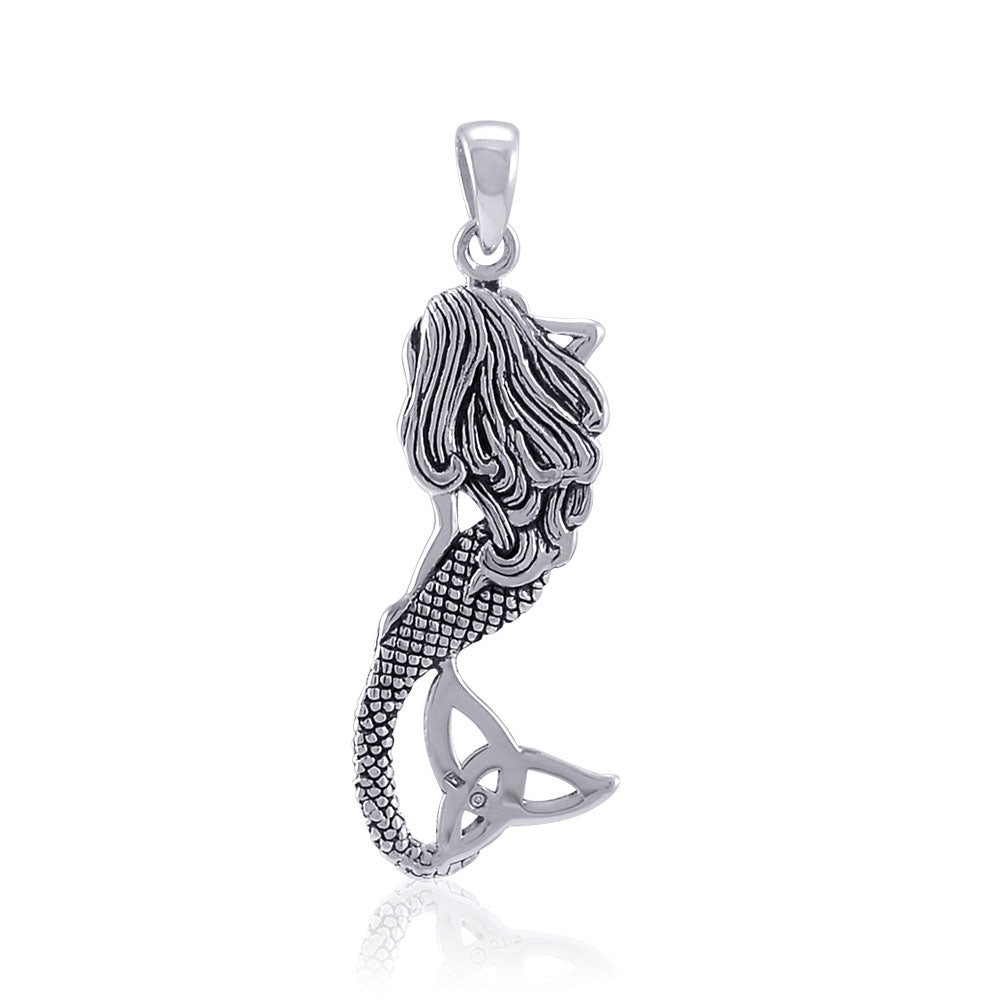 Mermaid Goddess with Trinity Knot Tail Sterling Silver Pendant TPD4938 - Pendants