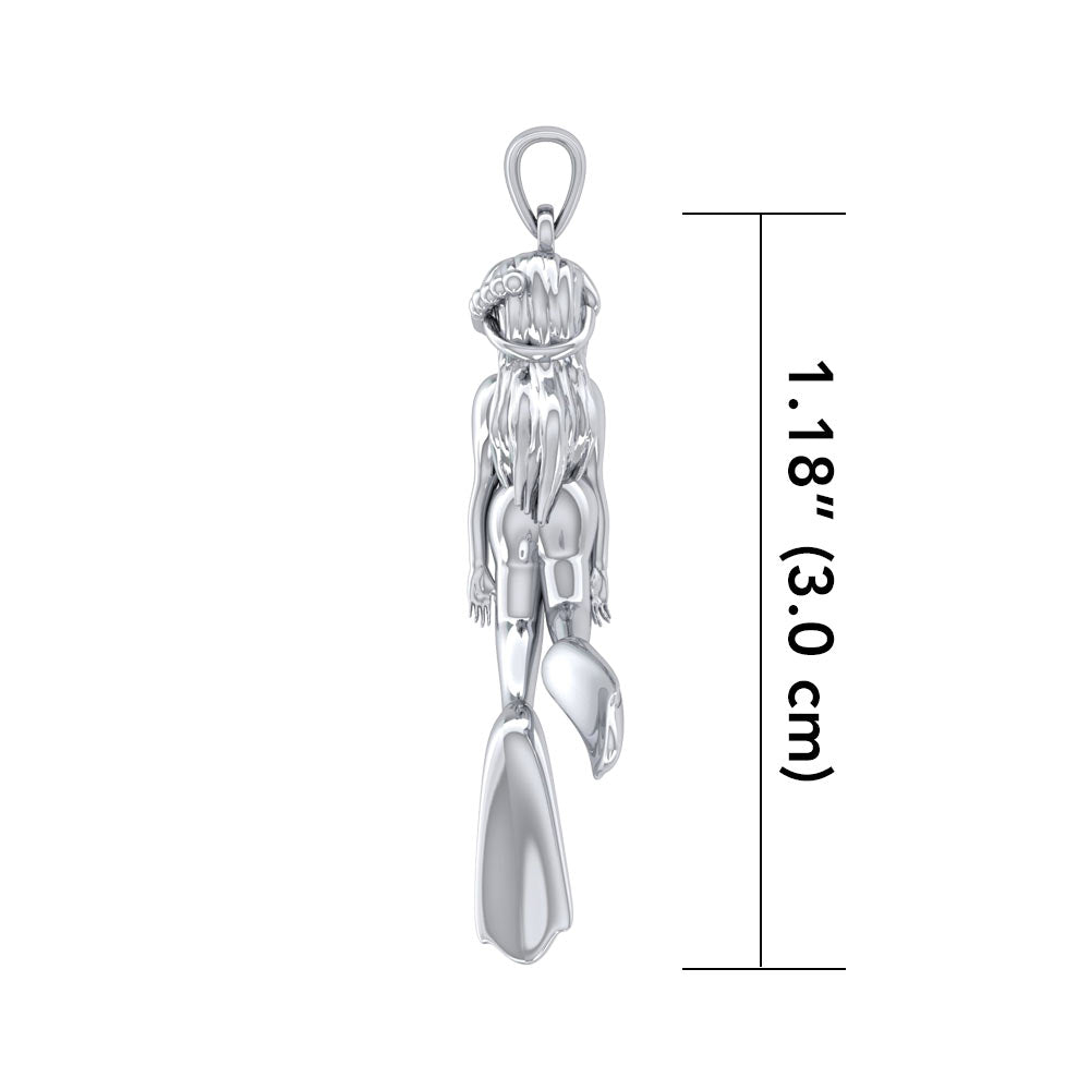 Female Free Diver Silver Pendant TPD5065 - Pendants