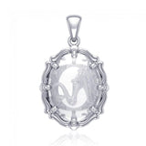 Mermaid Sterling Silver Pendant with Clear Quartz TPD5127 - Pendants