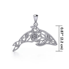The gentle treasure of the ocean ~ Sterling Silver Dolphin Filigree Pendant Jewelry TPD5136 - Pendants