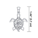 The elegant charm of the ocean ~ Sterling Silver Sea Turtle Filigree Pendant Jewelry TPD5138 - Pendants