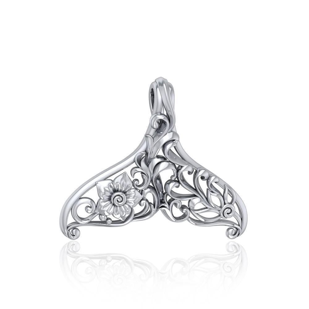 The graceful tale Sterling Silver Whale Tail Filigree Pendant Jewelry TPD5145 - Pendants