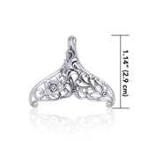 The graceful tale Sterling Silver Whale Tail Filigree Pendant Jewelry TPD5145 - Pendants