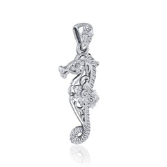 A touch of whimsical sea vibe Sterling Silver Seahorse Filigree Pendant Jewelry TPD5147 - Pendants