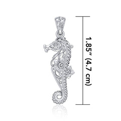 A touch of whimsical sea vibe Sterling Silver Seahorse Filigree Pendant Jewelry TPD5147 - Pendants