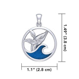 Sterling Silver Whale in the Wave Pendant TPD5175 - Pendant