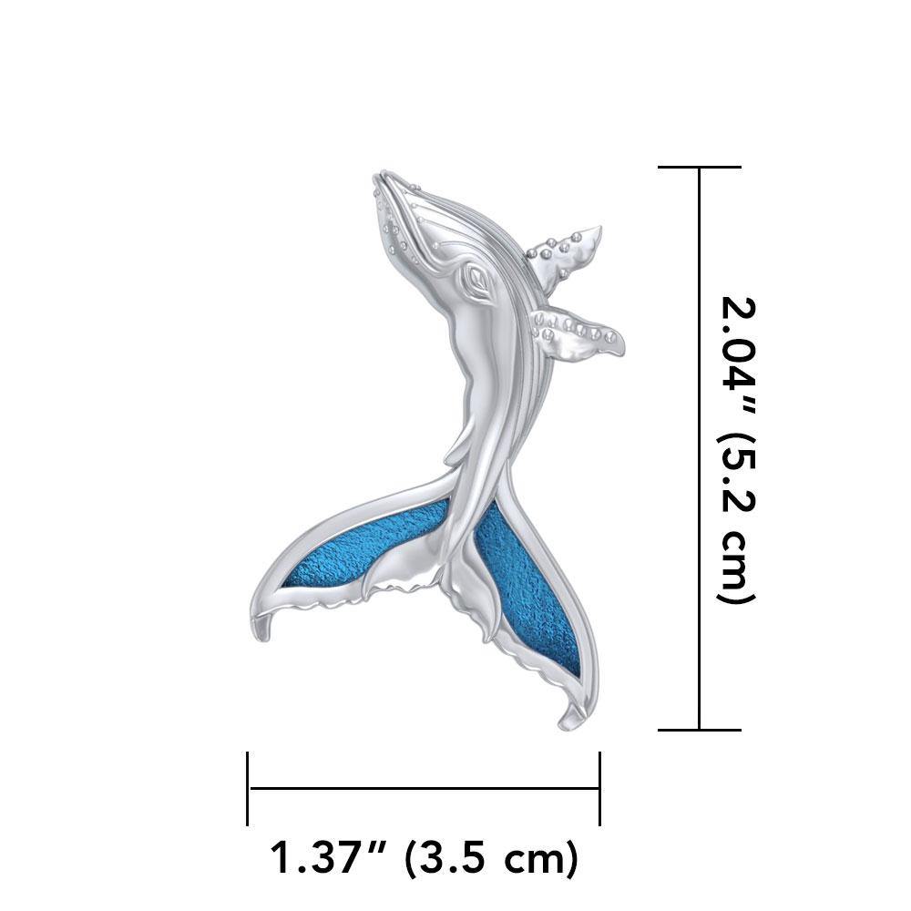Sterling Silver Humpback Whale Tail Pendant with Enamel TPD5177 - Pendant