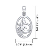 Sterling Silver Oval Whale Tail Pendant with Celtic Wave TPD5186 - Pendant