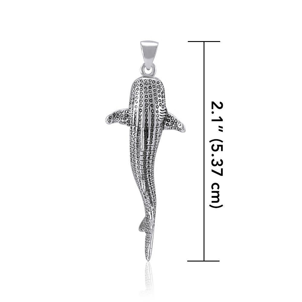 Gentle giants in benign grace ~ Small Whale Shark Silver Pendant TPD5197 - Pendant