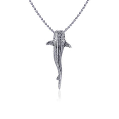 Gentle giants in benign grace ~ Small Whale Shark Silver with Hidden Bail Pendant TPD5198 - Pendant