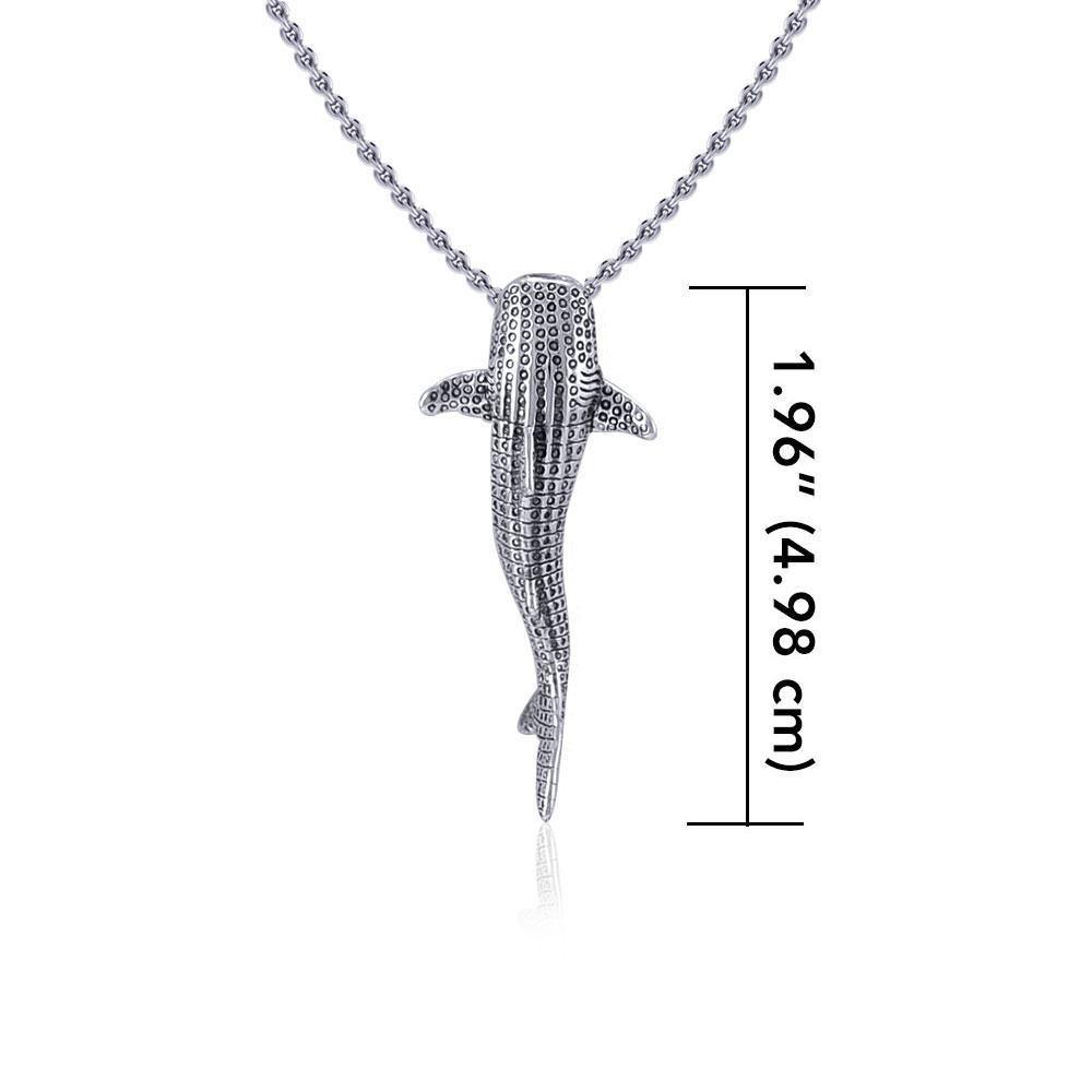 Gentle giants in benign grace ~ Small Whale Shark Silver with Hidden Bail Pendant TPD5198 - Pendant
