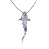 Gentle giants in benign grace ~ Large Whale Shark Silver with Hidden Bail Pendant TPD5200 - Pendant