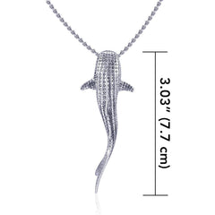 Gentle giants in benign grace ~ Large Whale Shark Silver with Hidden Bail Pendant TPD5200 - Pendant