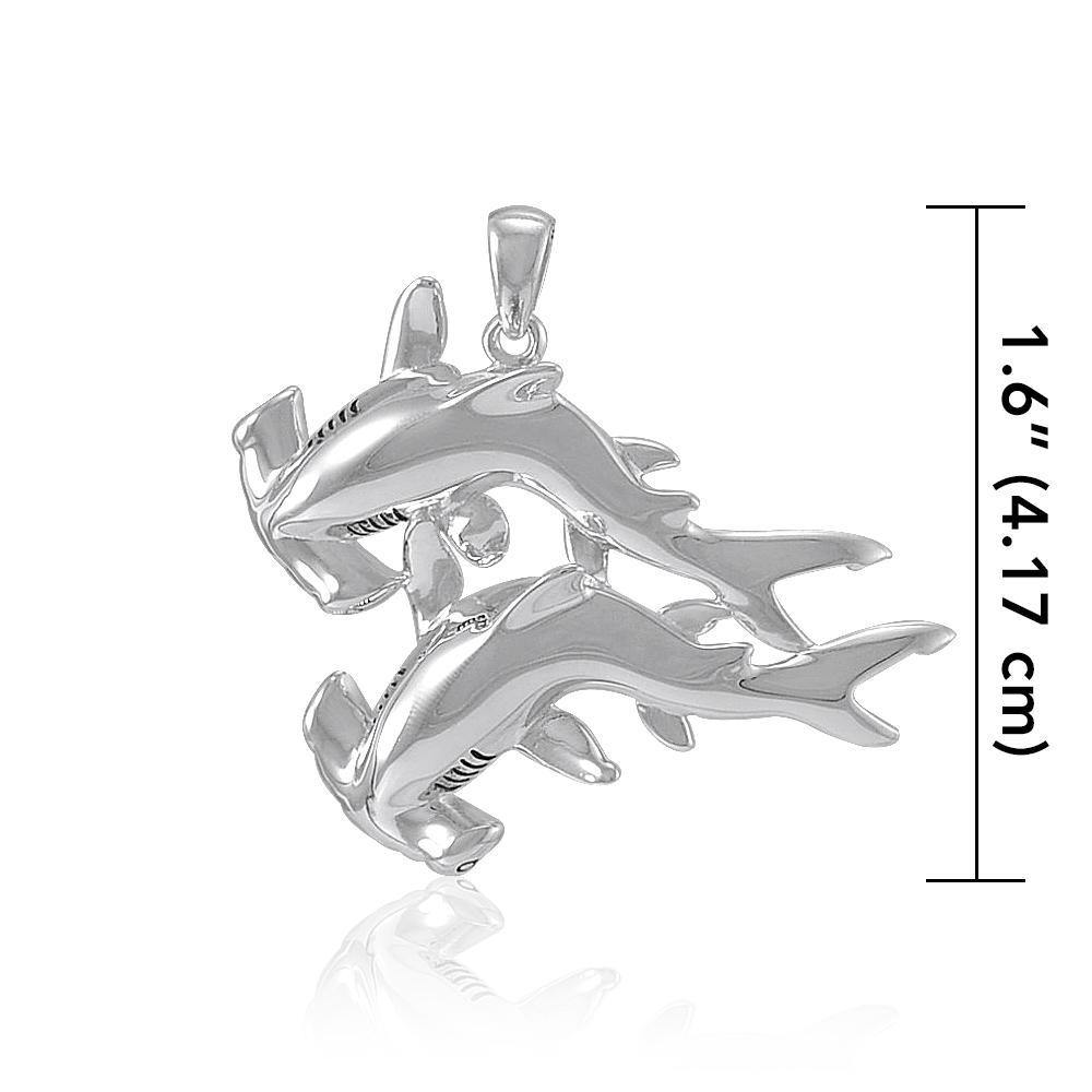 Double Hammerhead Shark Silver Pendant TPD5202 - Pendant