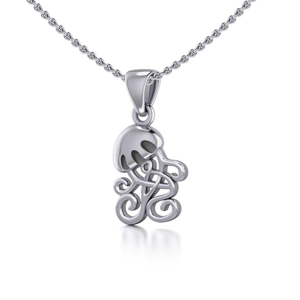 Box Jellyfish with Celtic Tail Silver Pendant TPD5206 - Pendant