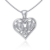 Silver Sea Turtles with Celtic Triquetra in Heart Pendant TPD5211 - Pendant