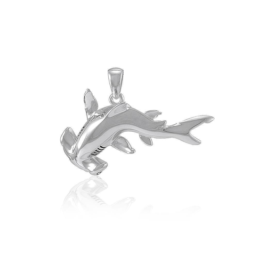 Swimming Hammerhead Shark Silver Pendant TPD5222 - Pendant