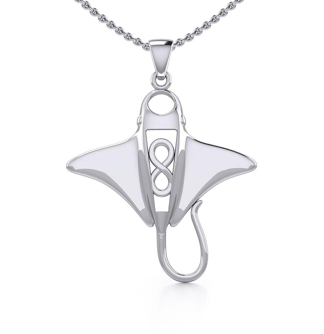 Silver Manta Ray with Infinity Symbol Pendant TPD5230 - Pendant