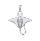Silver Manta Ray with Wave Pendant TPD5231 - Pendant
