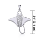 Silver Manta Ray with Wave Pendant TPD5231 - Pendant