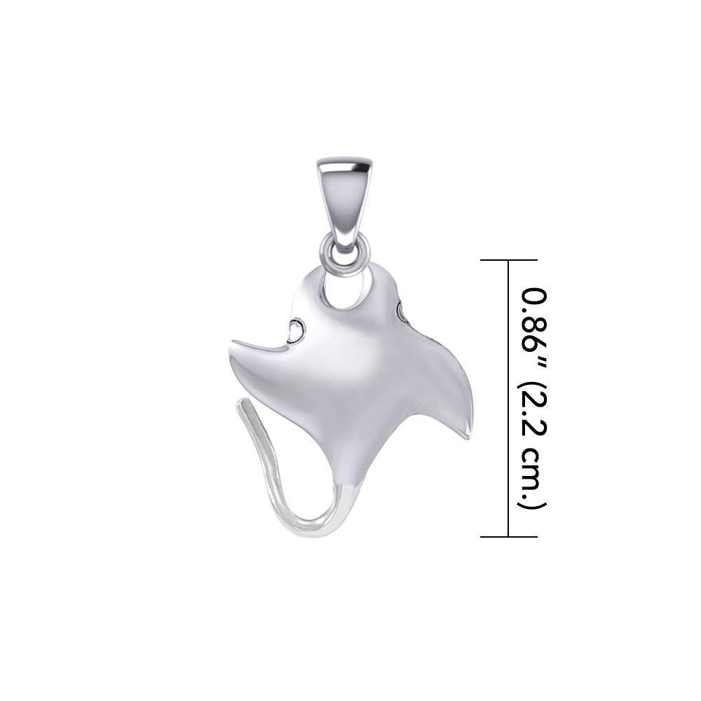 Small Manta Ray Silver Pendant TPD5399 - Pendant
