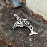 Large Celtic Joyful Dolphin Silver Pendant TPD5698
