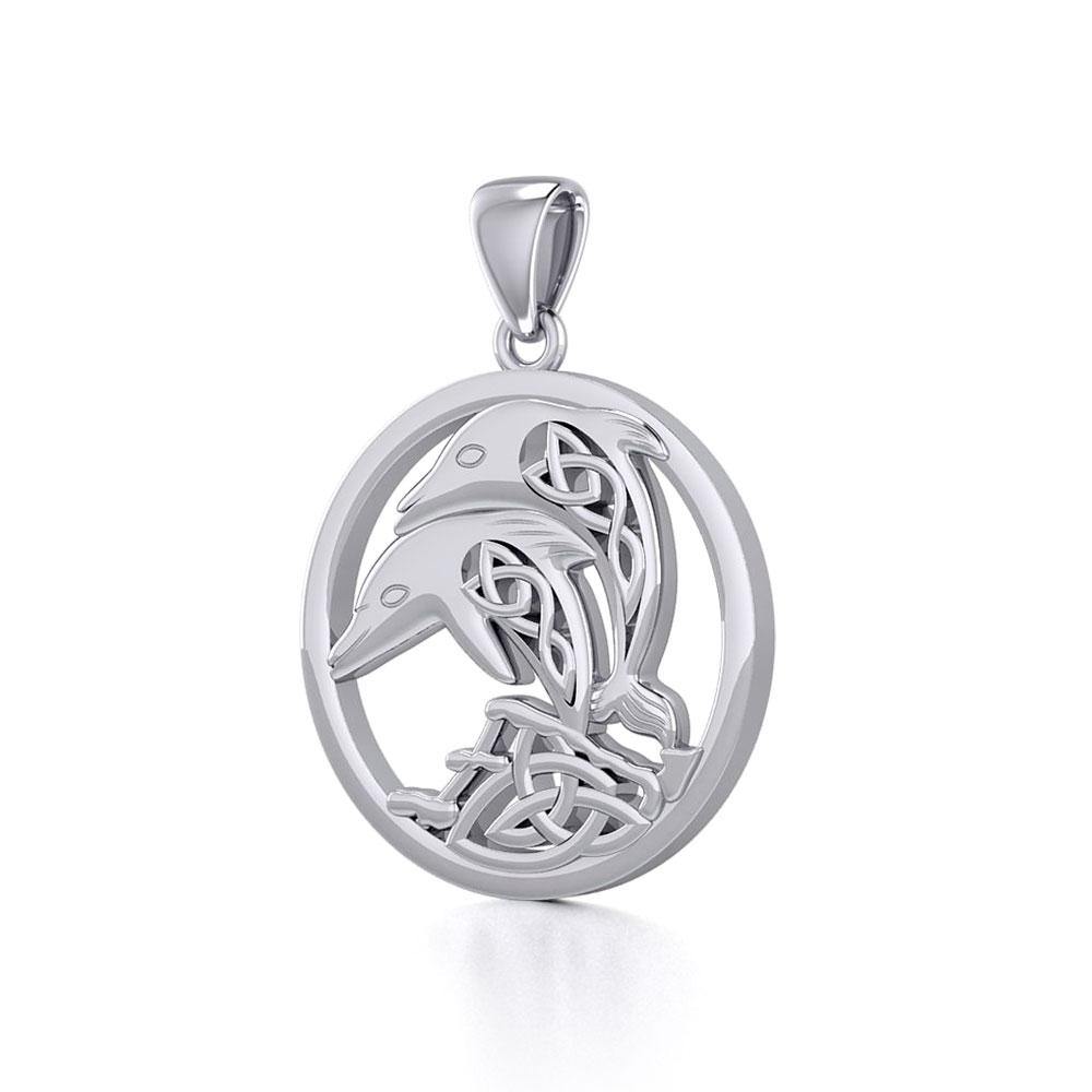 Celtic Jumping Dolphins Silver Pendant TPD5700 - Pendant