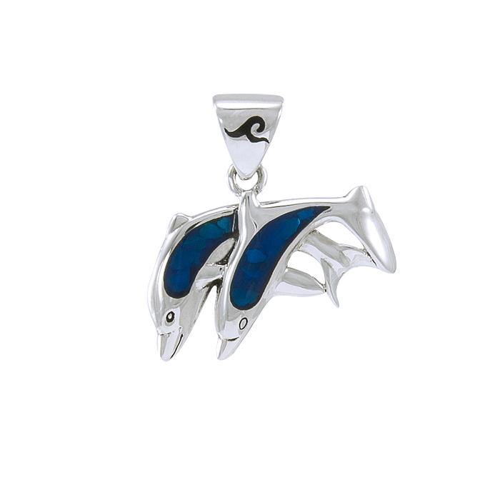 Twin Dolphins Sterling Silver Pendant TPD584 - Pendants