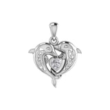 Celtic Double Dolphin With Heart Gemstone Pendant TPD6046
