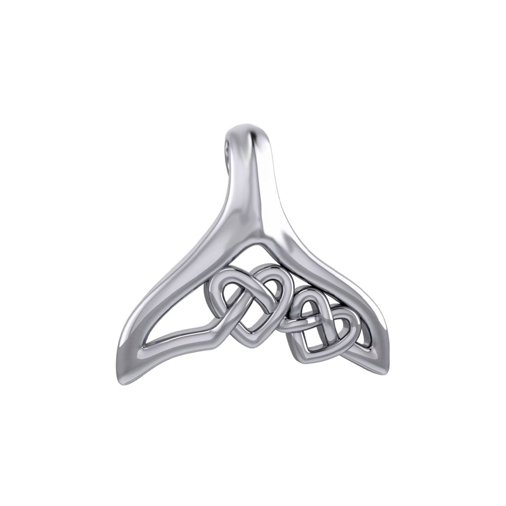 Celtic Whale Tail And Double Heart Silver Pendant TPD6054