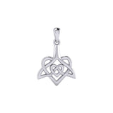 Celtic Whale Tail And Double Heart Silver Pendant TPD6055
