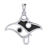 The Manta Ray with Yin Yang Symbol Silver Pendant TPD6075