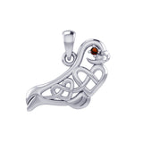 Seal with double Celtic Heart and Gemstone Eye Silver Pendant TPD6076
